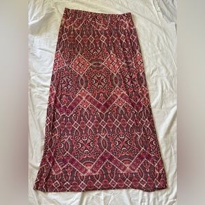 Boho red, blue and cream maxinskirt